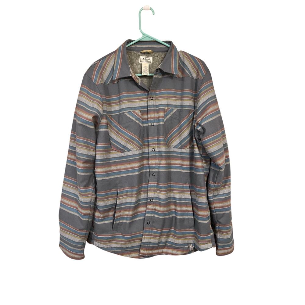 L.L. Bean green striped shacket